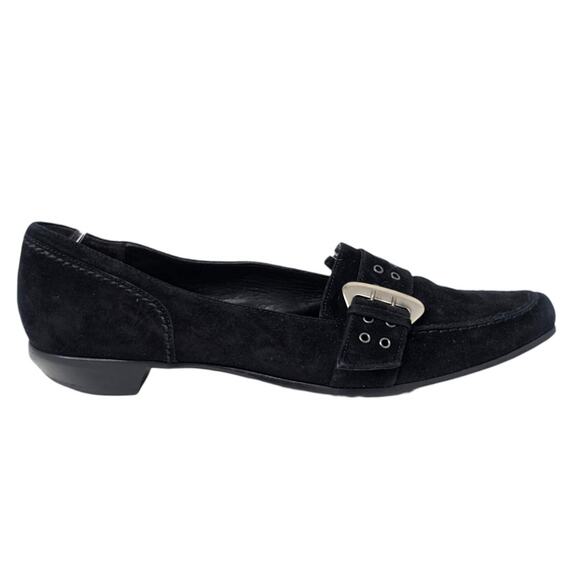 Attilio Giusti Leombruni Black Suede Buckle Loafers Women’s Size 39 Italy - Picture 7 of 7